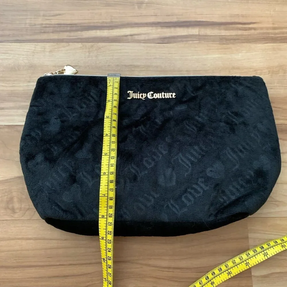 Juicy Couture Large Capacity Black Velour Cosmetic Pouch